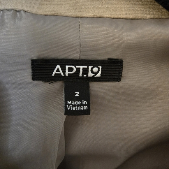 APT 9 One Button Lined Lucca Career Blazer Tan With Faux Pockets Size 2 - Picture 3 of 14